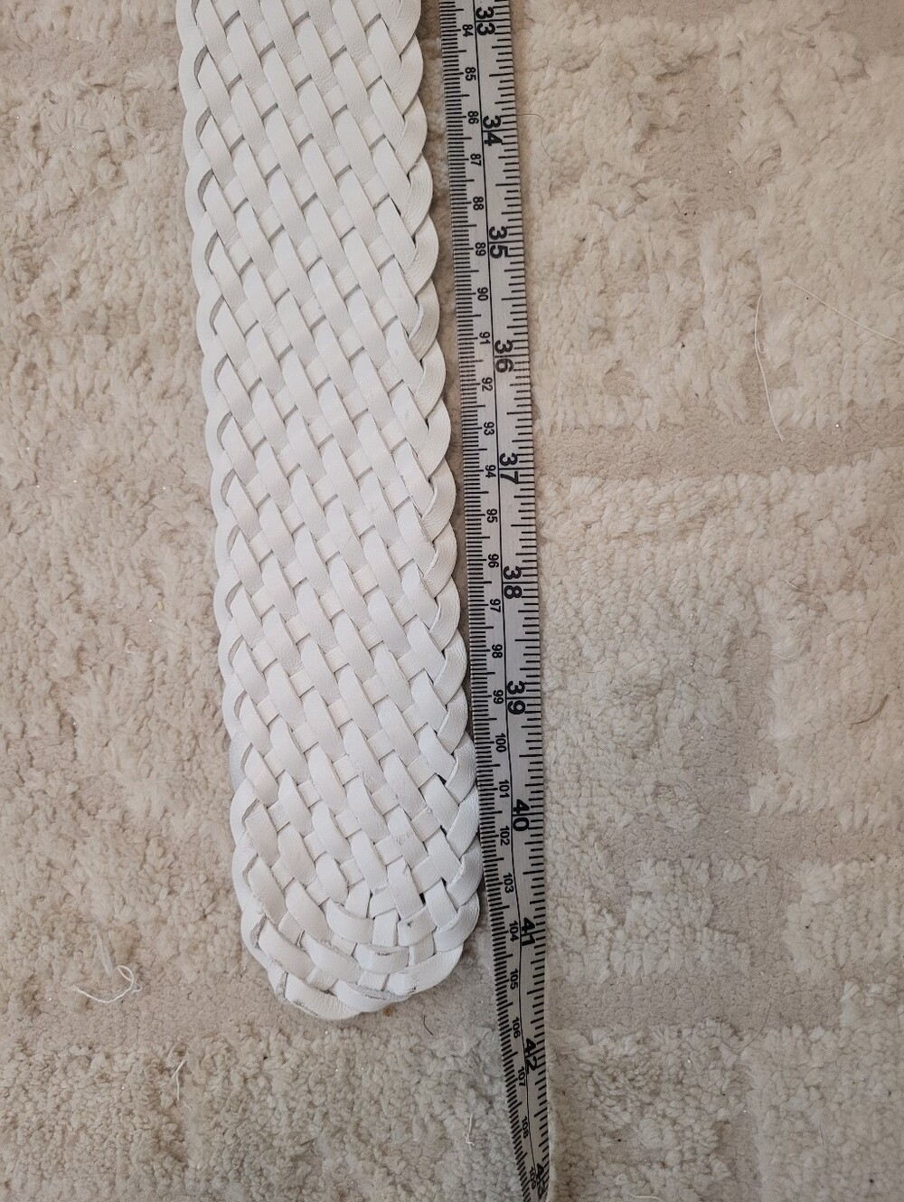 Michael Kors White Braided Leather Belt with Silver Hardware Medium - Picture 6 of 7